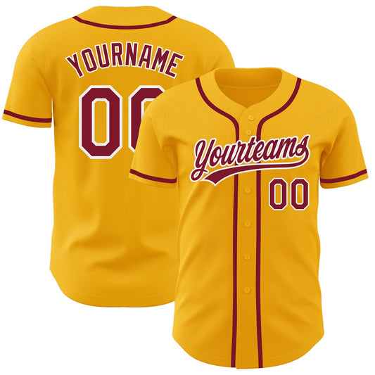 Custom Gold Crimson-White Authentic Baseball Jersey - Sky-Custom