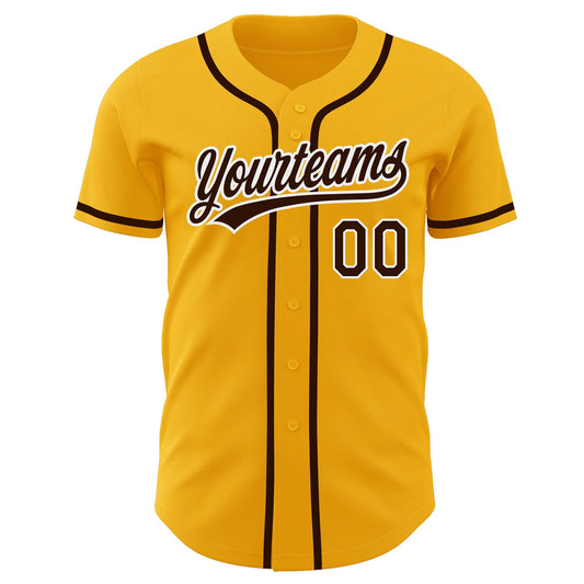 Custom Gold Brown-White Authentic Baseball Jersey - Sky-Custom