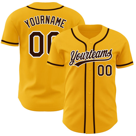 Custom Gold Brown-White Authentic Baseball Jersey - Sky-Custom