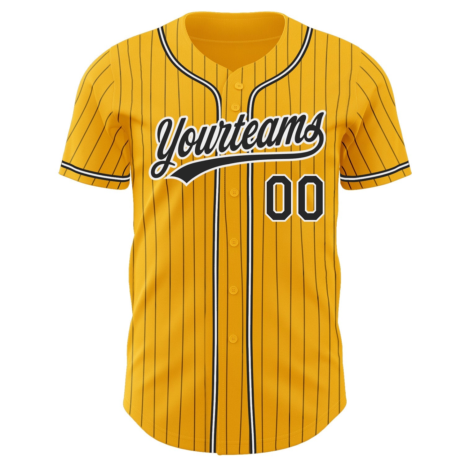 Custom Gold Black Pinstripe Black-White Authentic Baseball Jersey - Sky-Custom