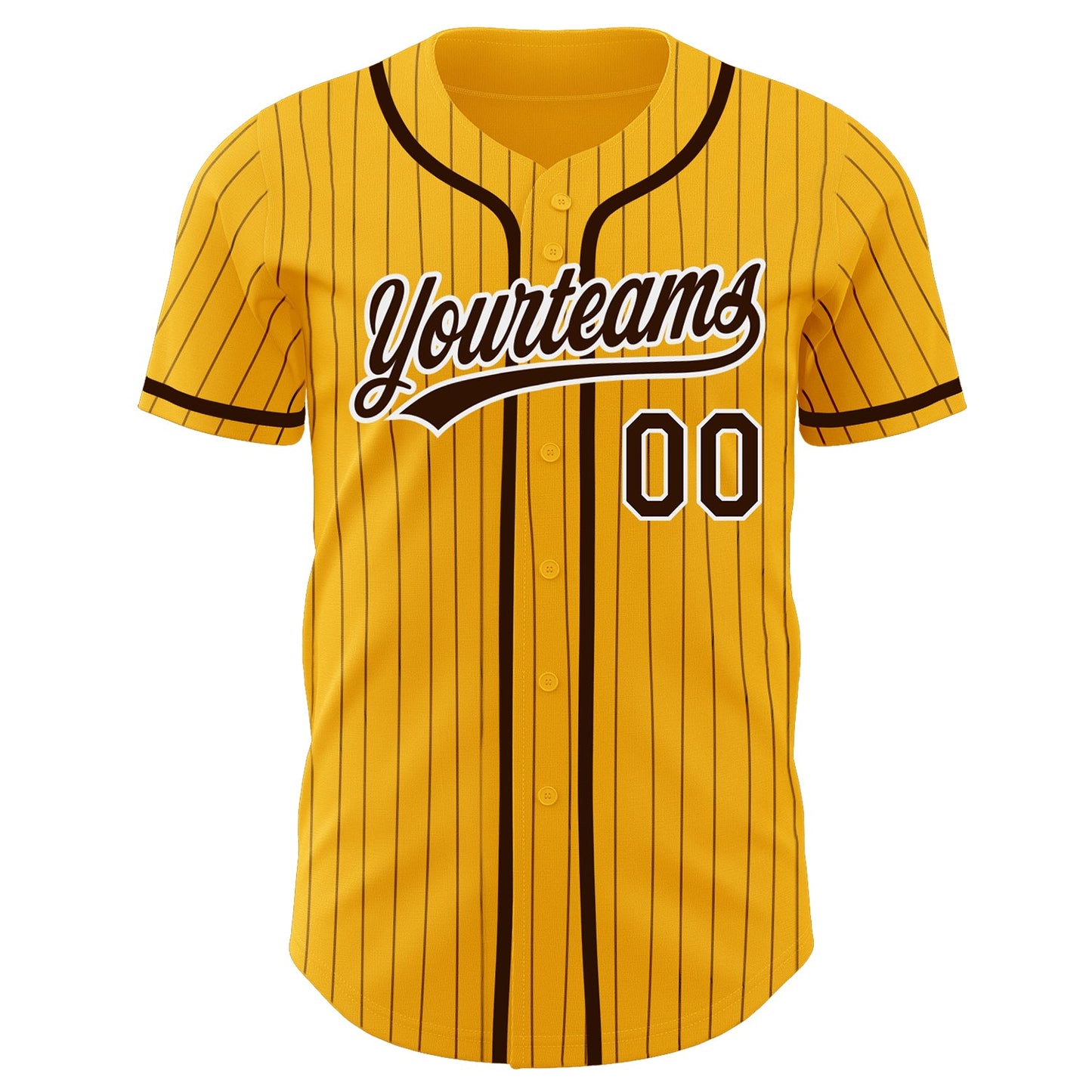 Custom Gold Brown Pinstripe Brown-White Authentic Baseball Jersey - Sky-Custom