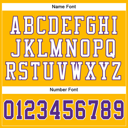 Custom Gold Purple-White Mesh Authentic Football Jersey - Sky-Custom