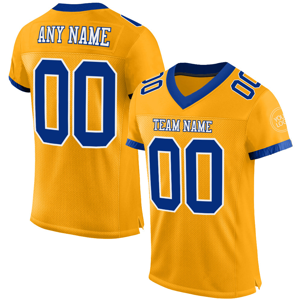Custom Gold Royal-White Mesh Authentic Football Jersey - Sky-Custom