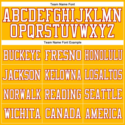 Custom Gold Red-White Mesh Authentic Football Jersey - Sky-Custom