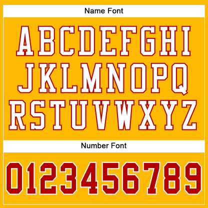 Custom Gold Red-White Mesh Authentic Football Jersey - Sky-Custom