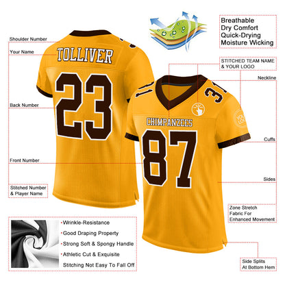 Custom Gold Brown-White Mesh Authentic Football Jersey - Sky-Custom