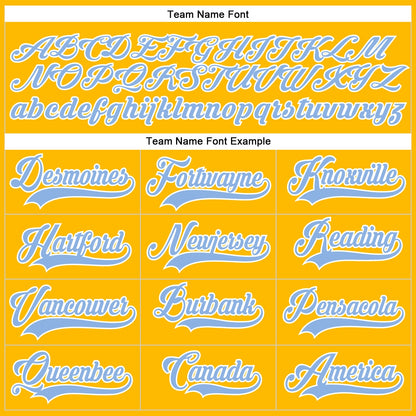 Custom Gold White-Light Blue Hockey Lace Neck Jersey - Sky-Custom