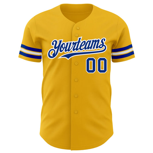 Custom Gold Royal-White Authentic Baseball Jersey - Sky-Custom