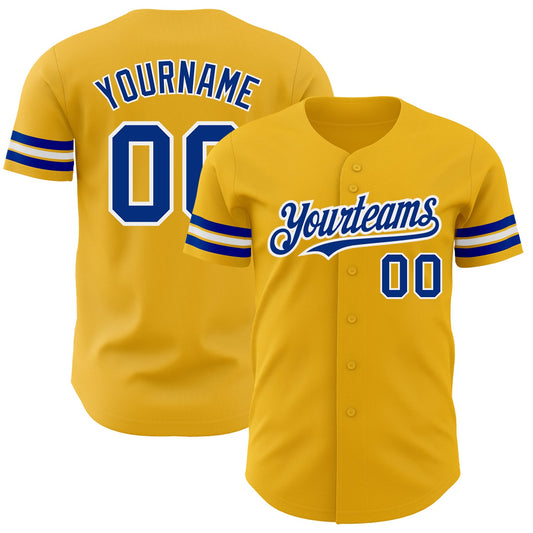 Custom Gold Royal-White Authentic Baseball Jersey - Sky-Custom