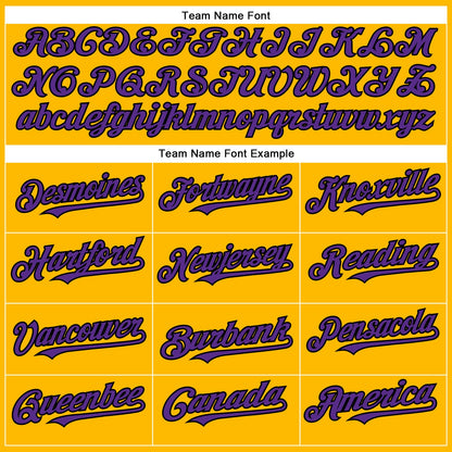 Custom Gold Purple-Black Authentic Baseball Jersey - Sky-Custom