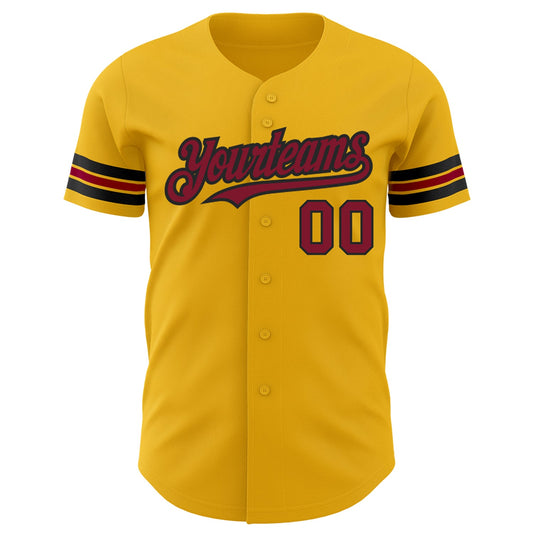 Custom Gold Crimson-Black Authentic Baseball Jersey - Sky-Custom