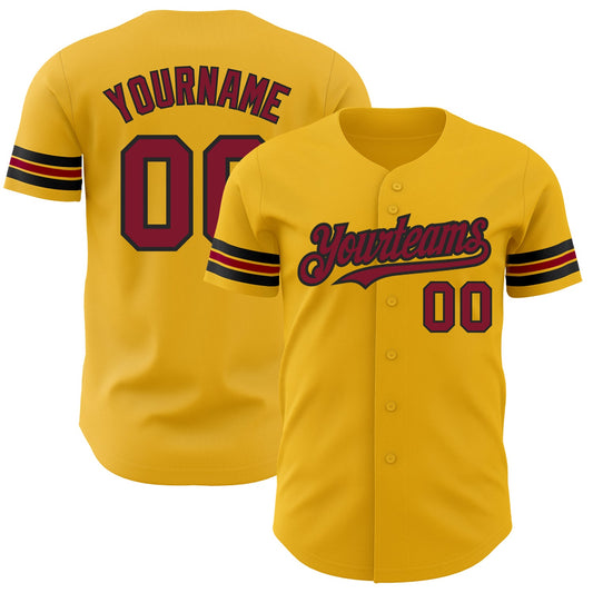 Custom Gold Crimson-Black Authentic Baseball Jersey - Sky-Custom