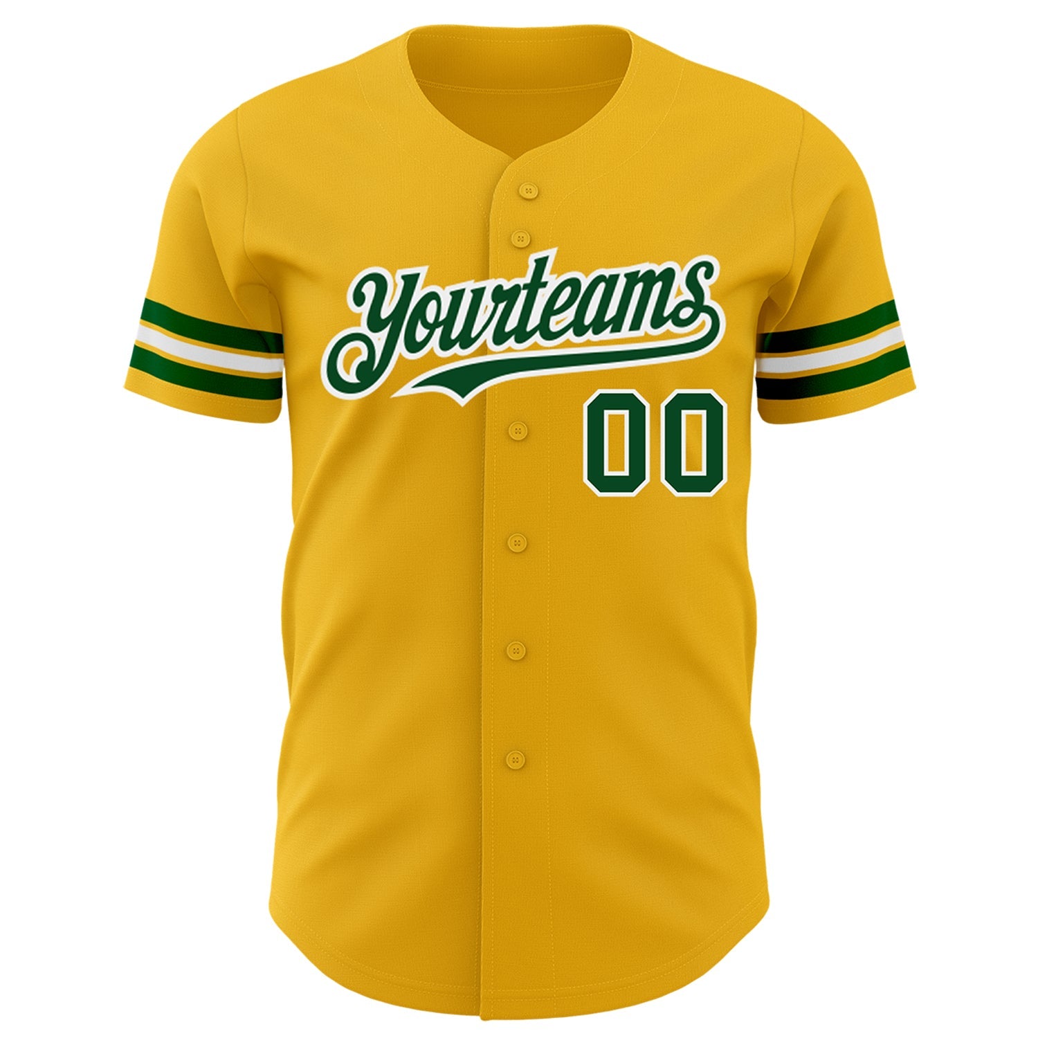 Custom Gold Green-White Authentic Baseball Jersey - Sky-Custom