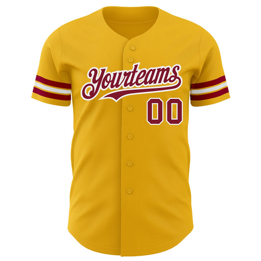 Custom Gold Crimson-White Authentic Baseball Jersey - Sky-Custom