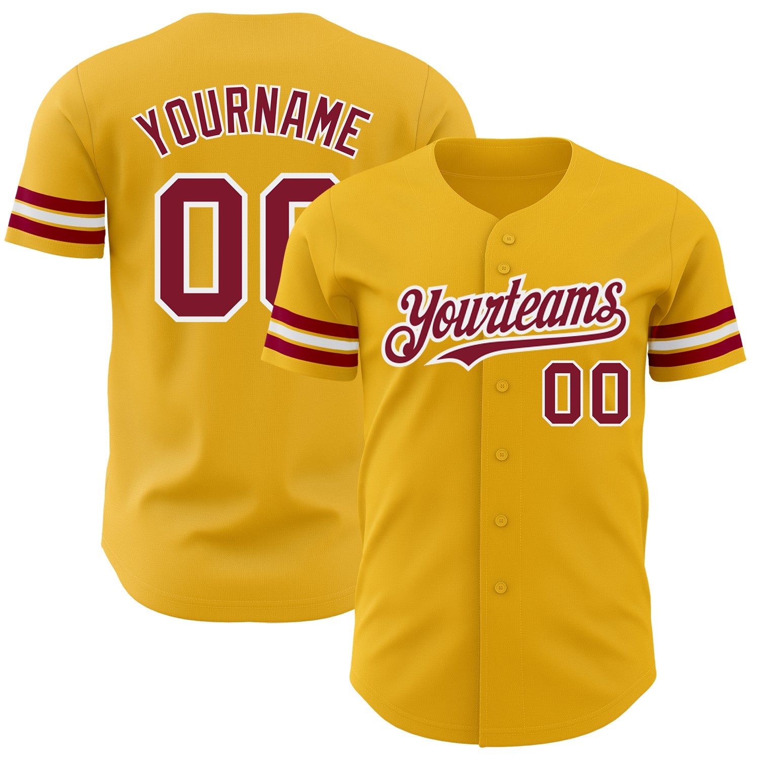 Custom Gold Crimson-White Authentic Baseball Jersey - Sky-Custom
