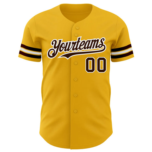 Custom Gold Brown-White Authentic Baseball Jersey - Sky-Custom