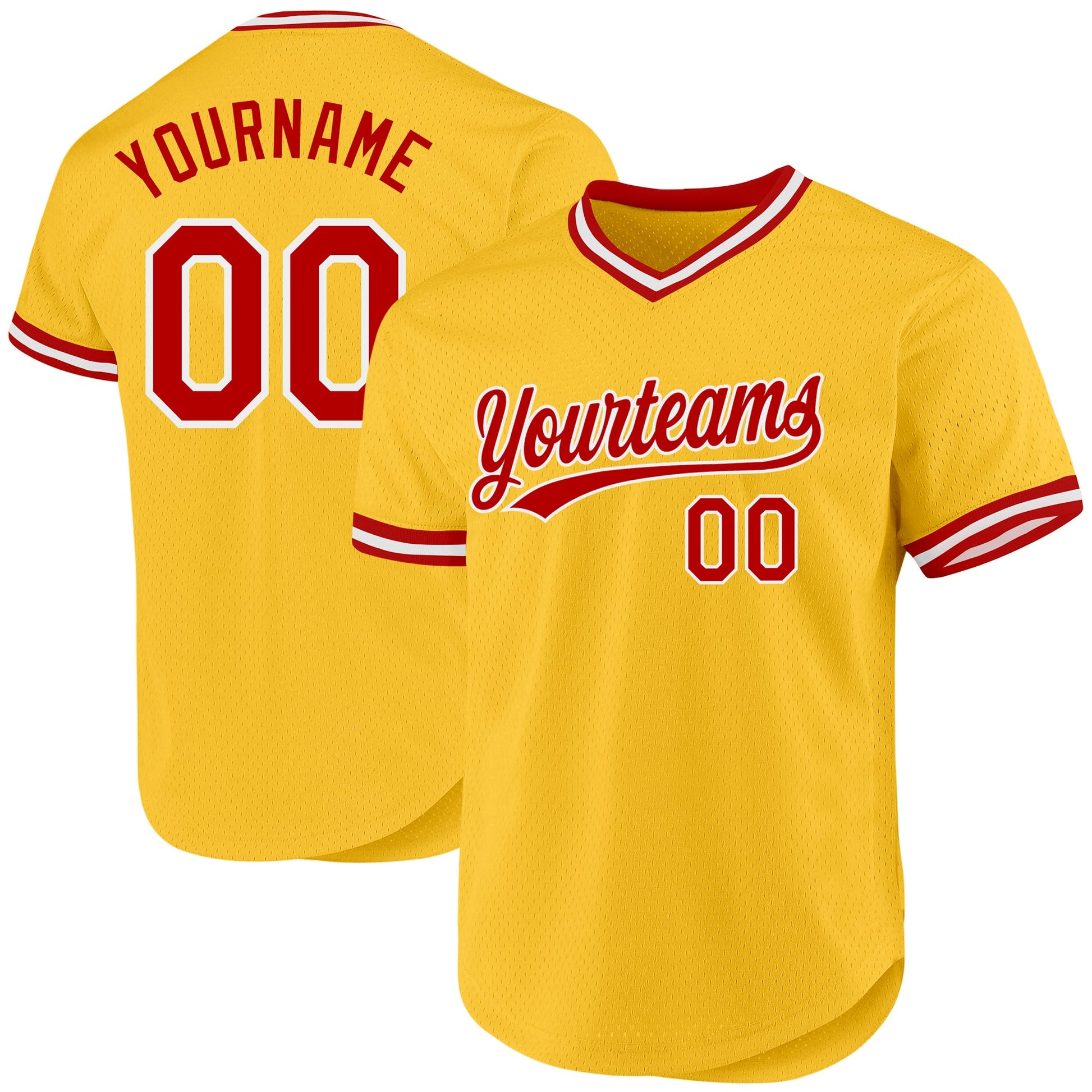 Custom Gold Red-White Authentic Throwback Baseball Jersey - Sky-Custom