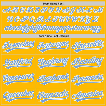 Custom Gold Light Blue-White Authentic Throwback Baseball Jersey - Sky-Custom