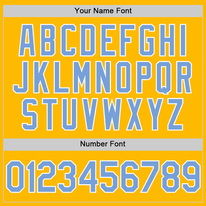 Custom Gold Light Blue-White Authentic Throwback Baseball Jersey - Sky-Custom