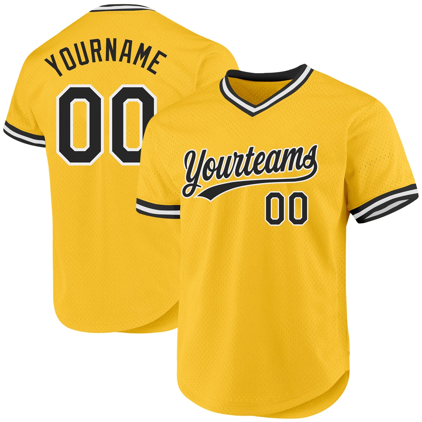 Custom Gold Black-White Authentic Throwback Baseball Jersey - Sky-Custom