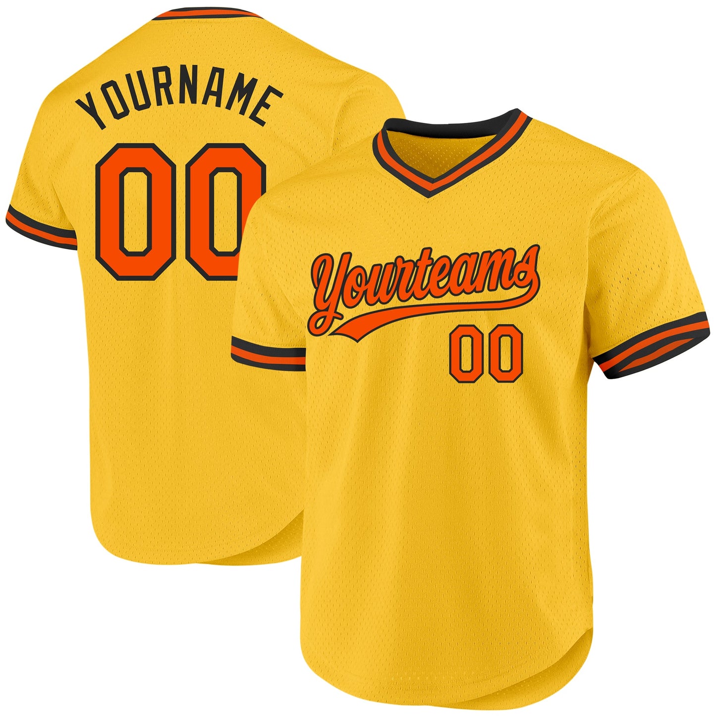 Custom Gold Orange-Black Authentic Throwback Baseball Jersey - Sky-Custom