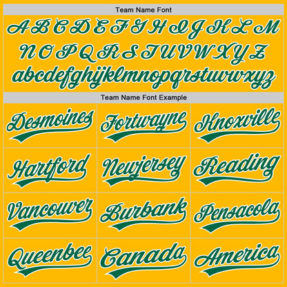 Custom Gold Kelly Green-White Authentic Throwback Baseball Jersey - Sky-Custom