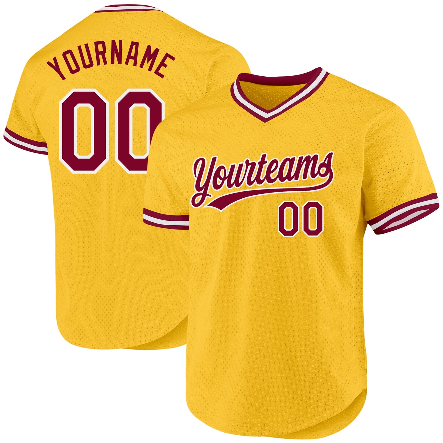 Custom Gold Maroon-White Authentic Throwback Baseball Jersey - Sky-Custom