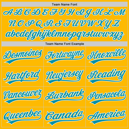 Custom Gold Teal-White Authentic Throwback Baseball Jersey - Sky-Custom