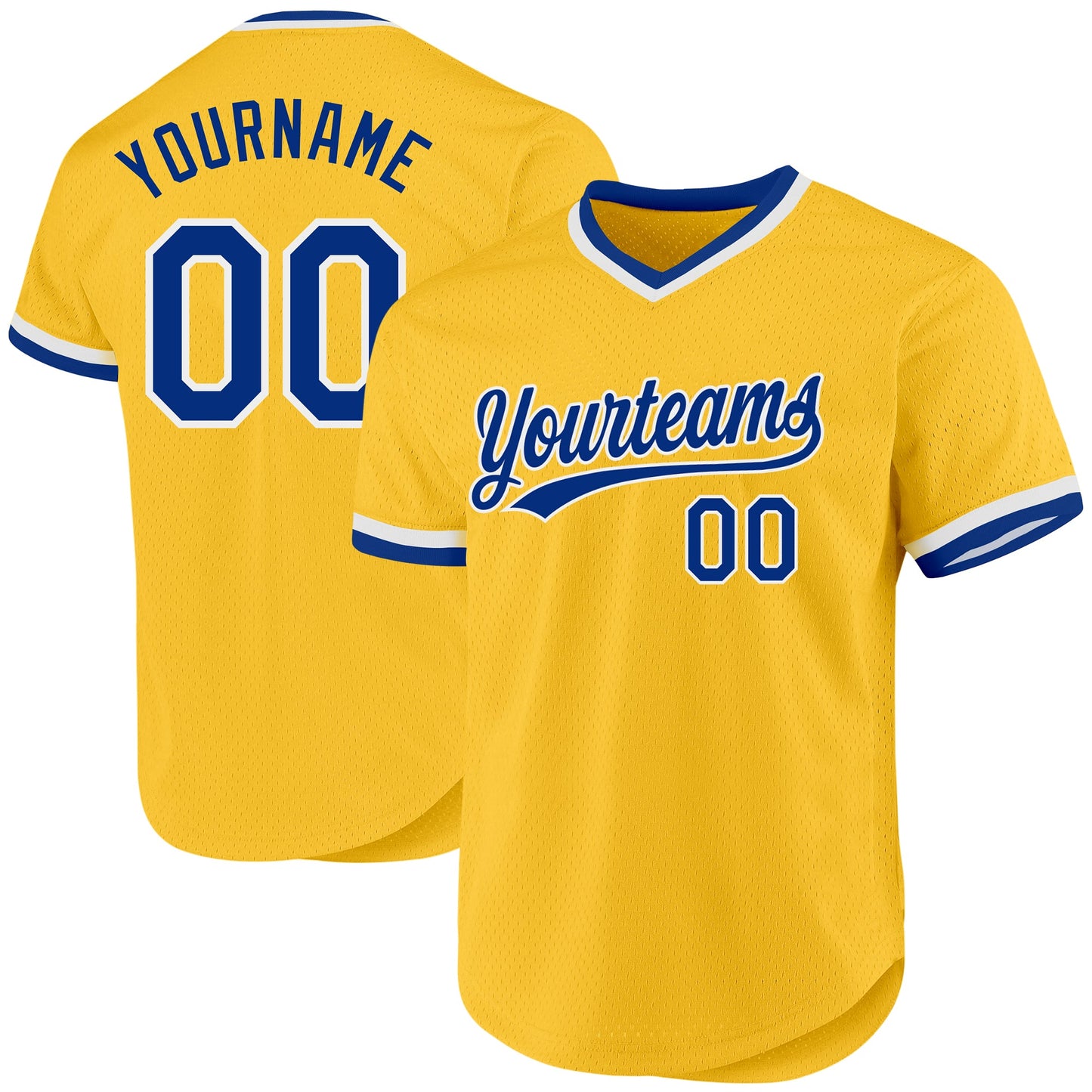 Custom Gold Royal-White Authentic Throwback Baseball Jersey - Sky-Custom