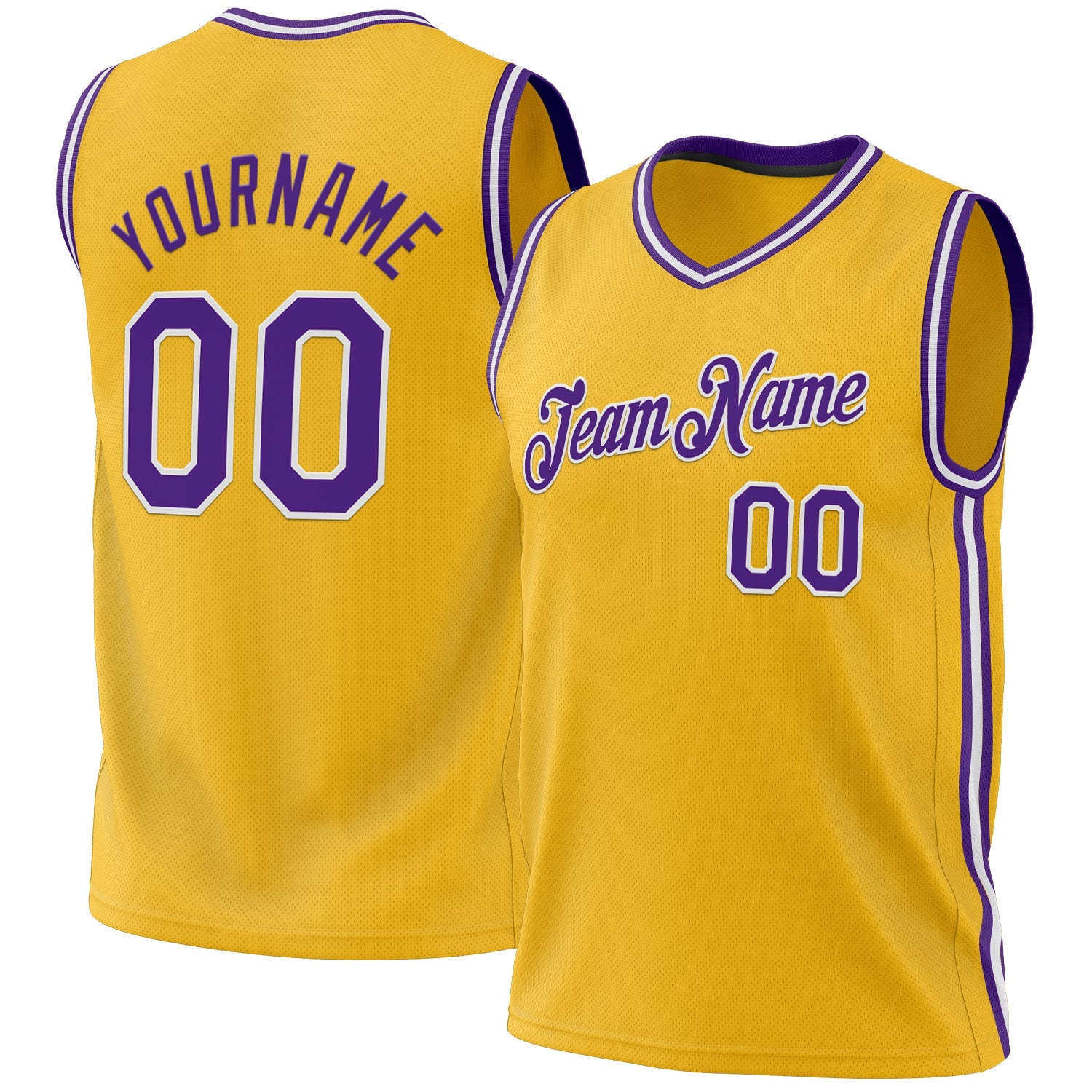 Custom Gold Purple-White Authentic Throwback Basketball Jersey - Sky-Custom