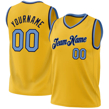 Custom Gold Light Blue-White Authentic Throwback Basketball Jersey - Sky-Custom