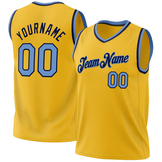 Custom Gold Light Blue-White Authentic Throwback Basketball Jersey - Sky-Custom