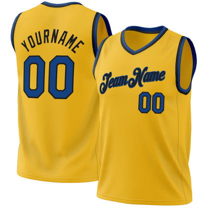 Custom Gold Blue-Black Authentic Throwback Basketball Jersey - Sky-Custom
