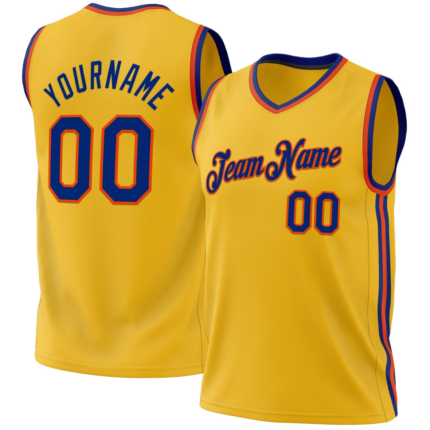 Custom Gold Royal-Orange Authentic Throwback Basketball Jersey - Sky-Custom