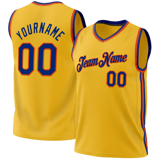 Custom Gold Royal-Orange Authentic Throwback Basketball Jersey - Sky-Custom