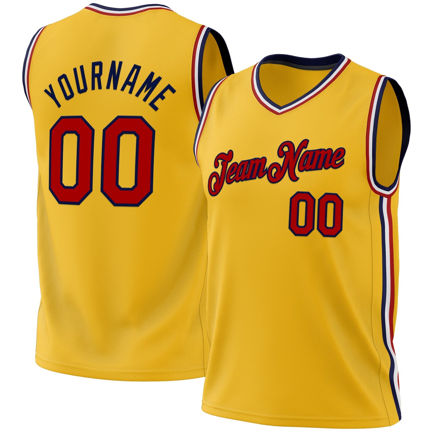 Custom Gold Red Navy-White Authentic Throwback Basketball Jersey - Sky-Custom