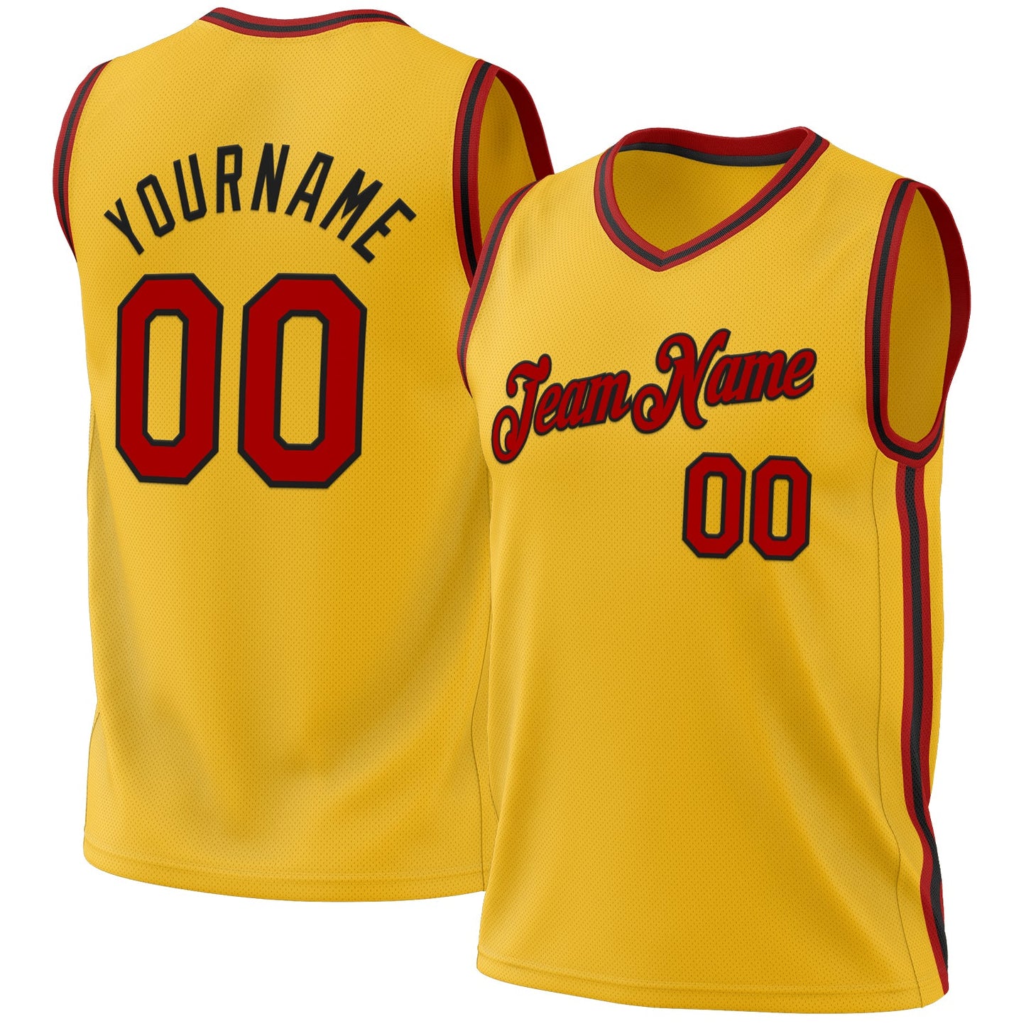 Custom Gold Red-Black Authentic Throwback Basketball Jersey - Sky-Custom