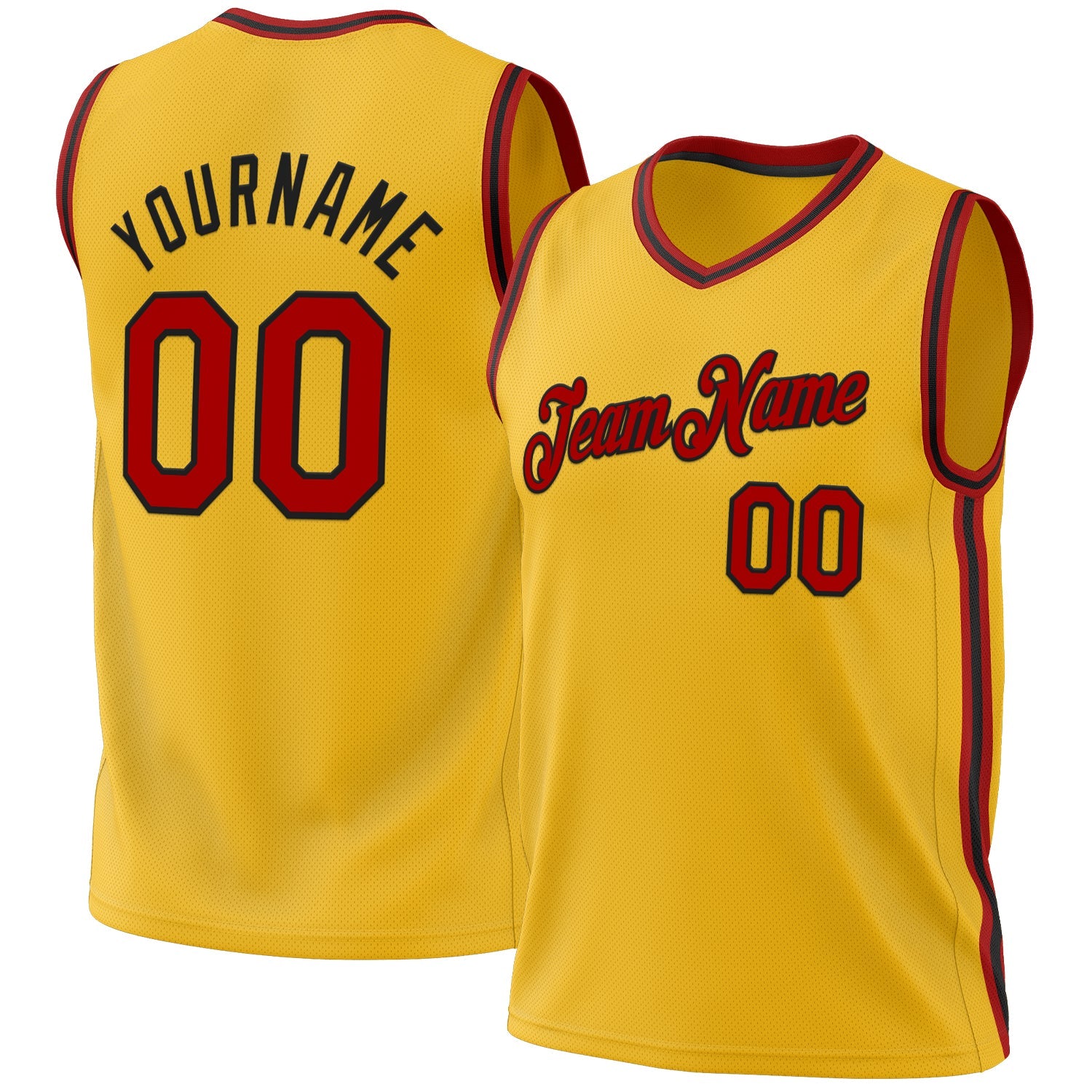 Custom Gold Red-Black Authentic Throwback Basketball Jersey - Sky-Custom