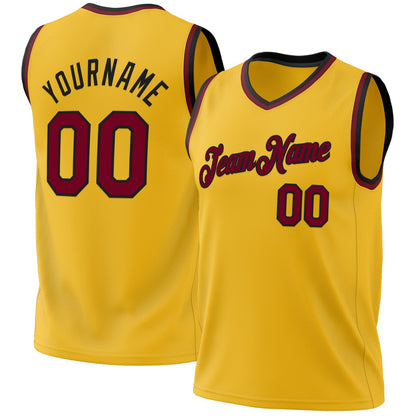 Custom Gold Maroon-Black Authentic Throwback Basketball Jersey - Sky-Custom