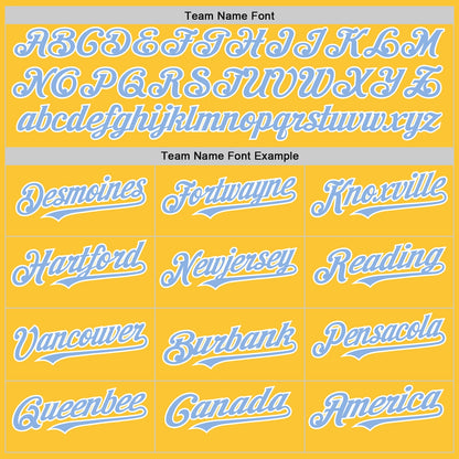 Custom Gold Light Blue-White Mesh Authentic Throwback Baseball Jersey - Sky-Custom