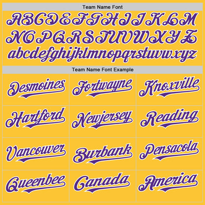 Custom Gold Purple-White Mesh Authentic Throwback Baseball Jersey - Sky-Custom