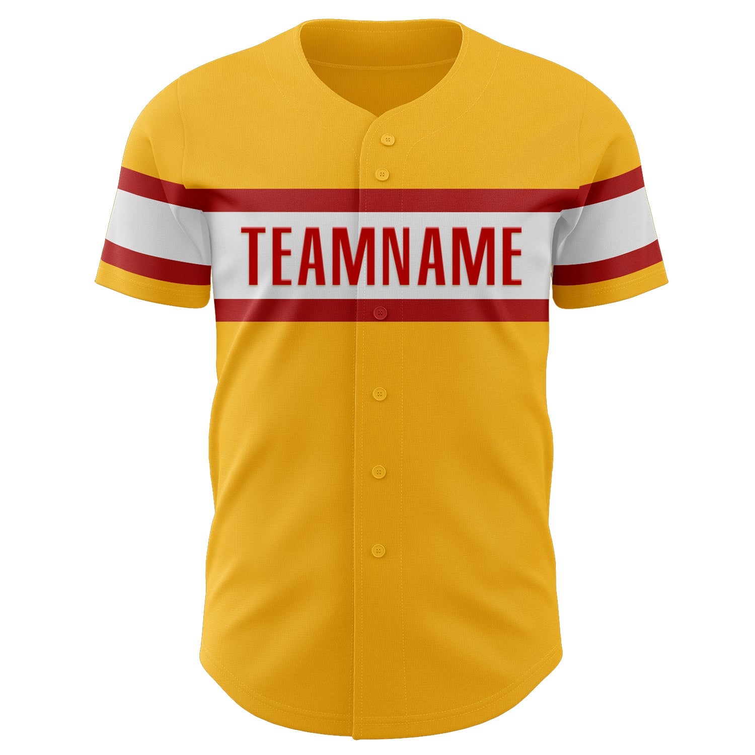 Custom Gold Red-White Authentic Baseball Jersey - Sky-Custom