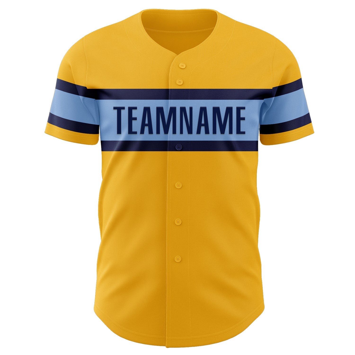 Custom Gold Navy-Light Blue Authentic Baseball Jersey - Sky-Custom