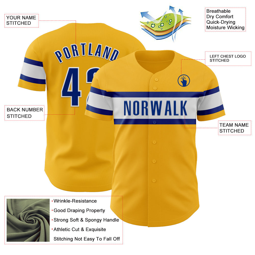 Custom Gold Royal-White Authentic Baseball Jersey - Sky-Custom