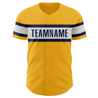 Custom Gold Navy-White Authentic Baseball Jersey - Sky-Custom