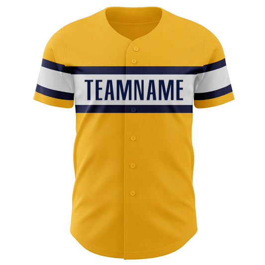 Custom Gold Navy-White Authentic Baseball Jersey - Sky-Custom