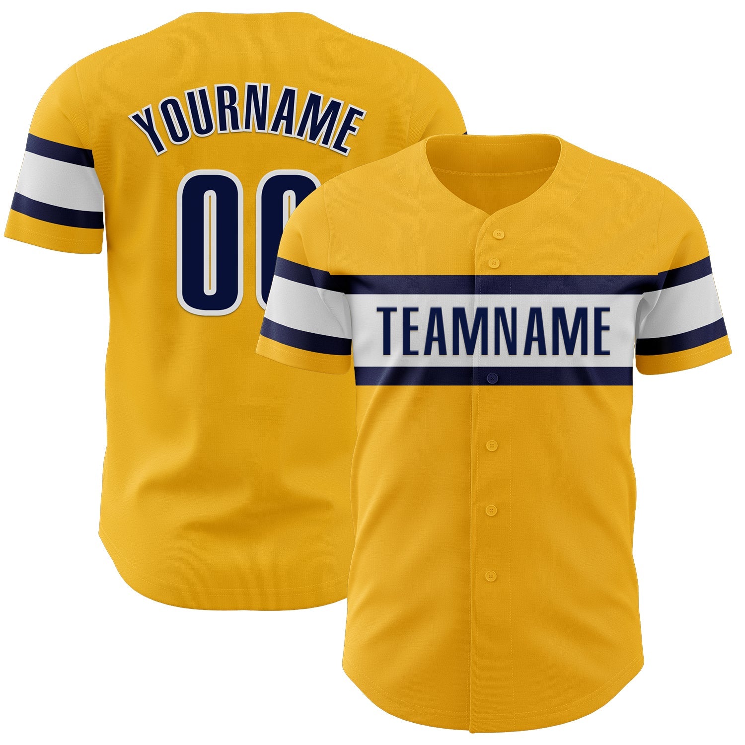 Custom Gold Navy-White Authentic Baseball Jersey - Sky-Custom