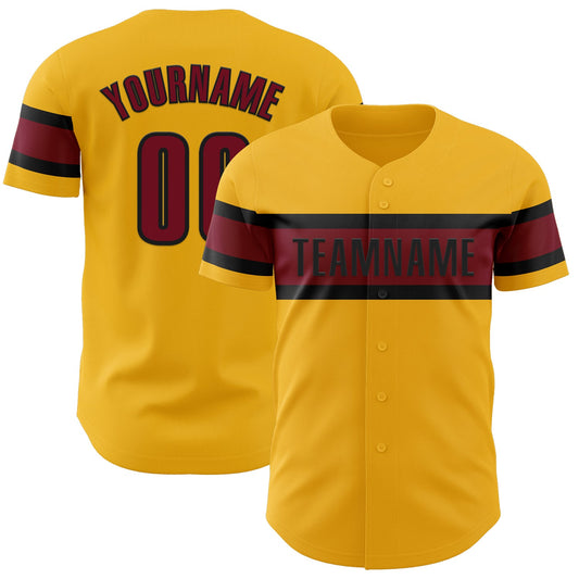 Custom Gold Crimson-Black Authentic Baseball Jersey - Sky-Custom