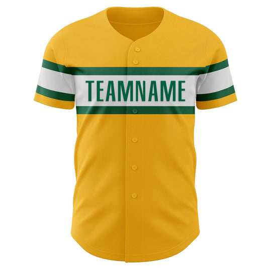 Custom Gold Kelly Green-White Authentic Baseball Jersey - Sky-Custom
