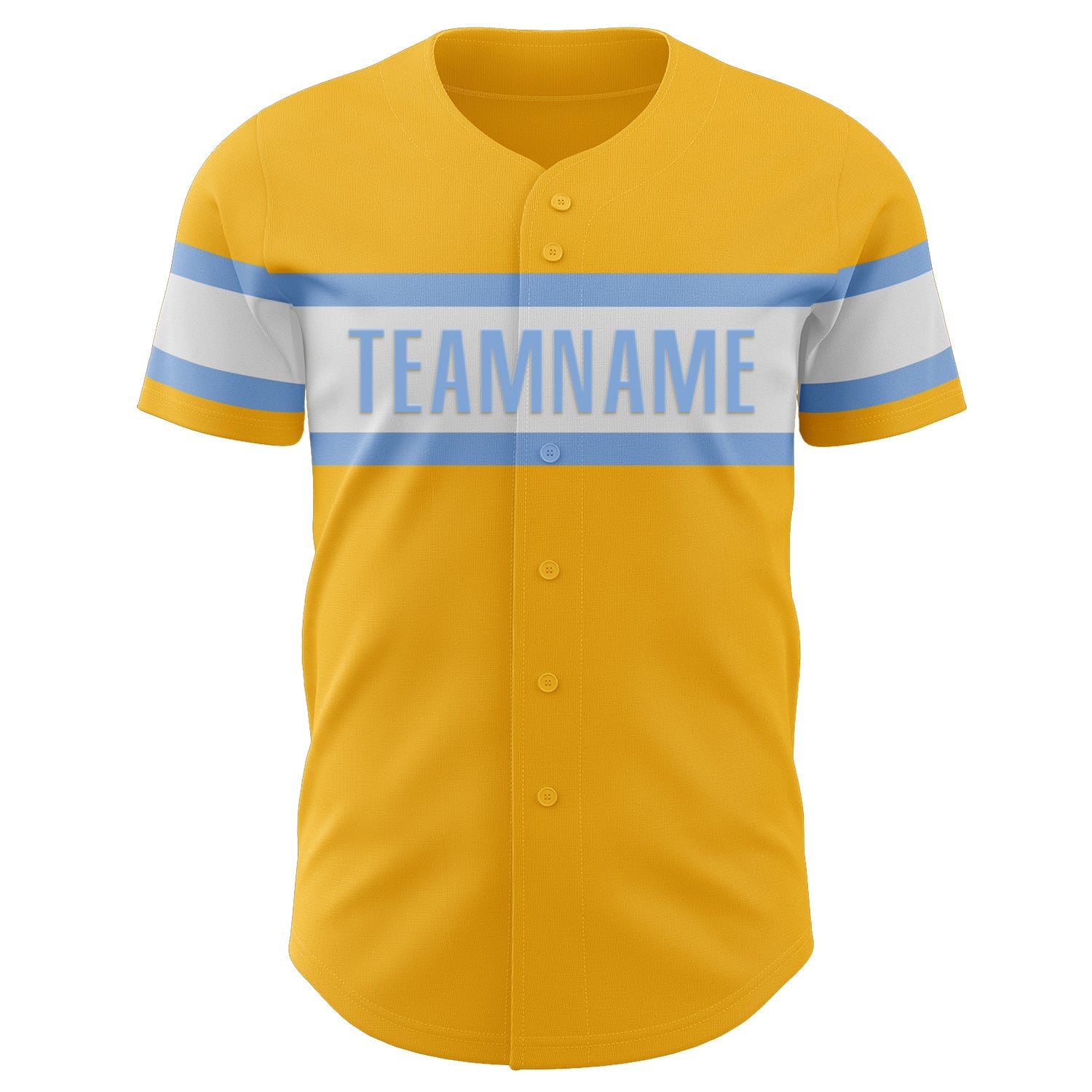 Custom Gold Light Blue-White Authentic Baseball Jersey - Sky-Custom